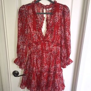 Vici Dolls Red flowery ruffle dress